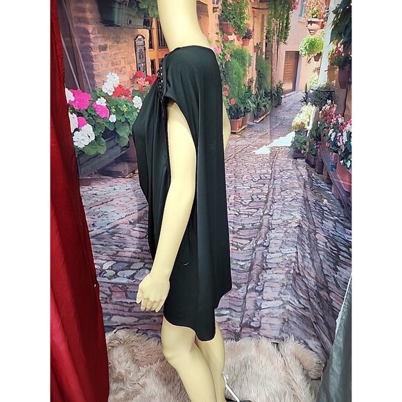 Carmen Marc Valvo Top 3X Womens Black Sleeveless Tunic With Chain Accents EUC - Picture 5 of 10